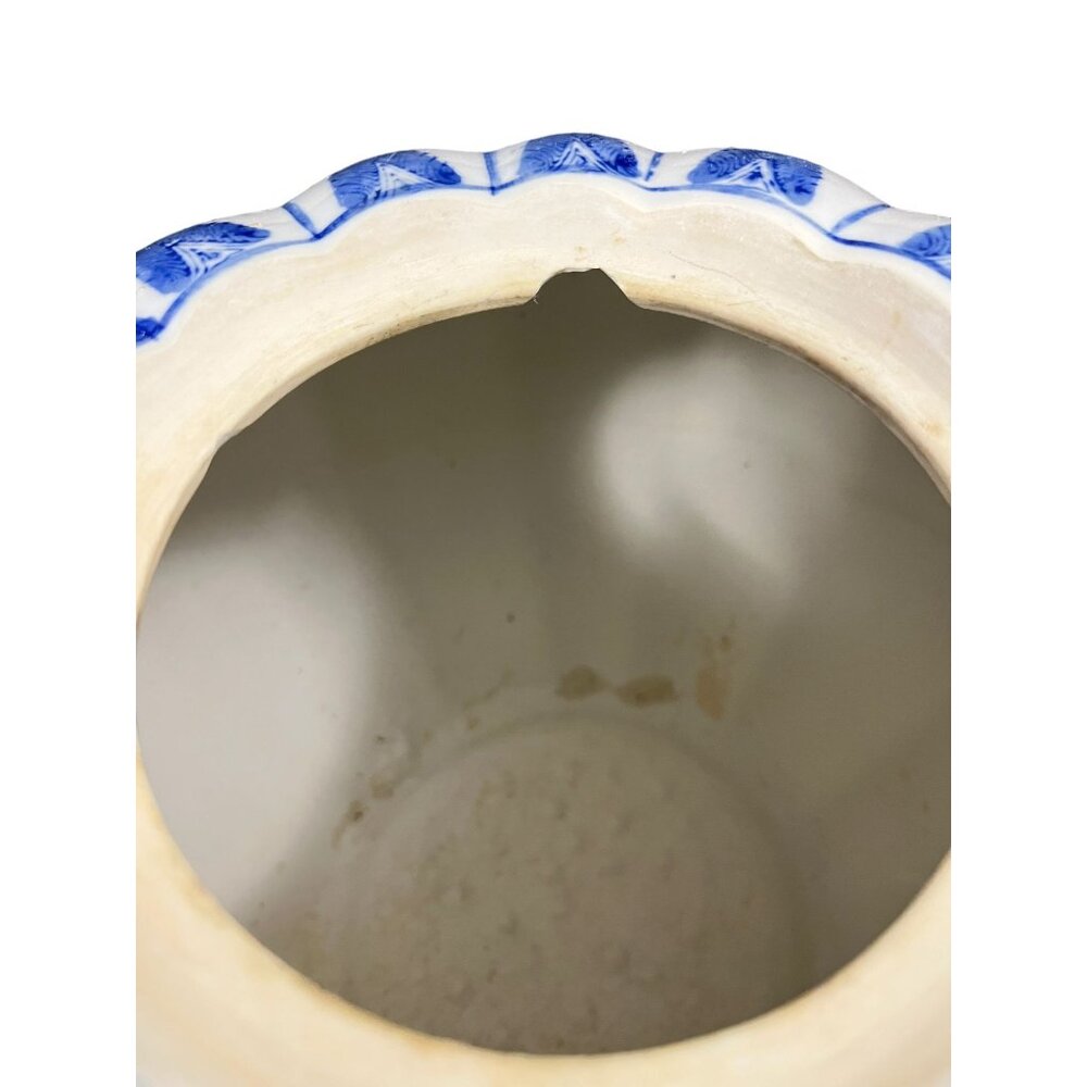 Blue & White Floral Ceramic Vase With Intricate Detailing Decorative Home Accent - Picture 11 of 12
